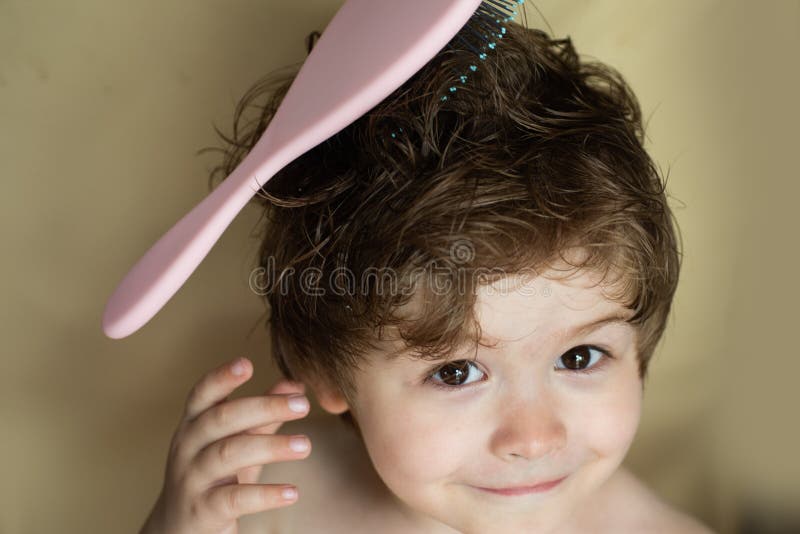 Hairstyle for a Child. Baby with a Comb. Stylish Boy. Combing Hair.  Barbershop. Beauty Saloon Stock Image - Image of barbershop, happy:  151399177
