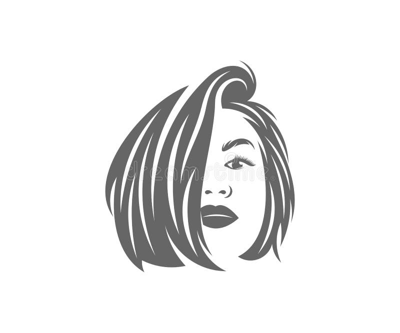 hairstyle logo. lush hair icon. beauty salon emblem. face in profile woman.  brush drawing isolate. vector flat style illustration 13572345 Vector Art  at Vecteezy