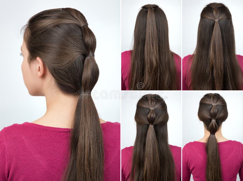 simple twisted hairstyle tutorial step by step Easy hairstyle for long hair  Stock Photo Picture And Low Budget Royalty Free Image Pic ESY043945743   agefotostock