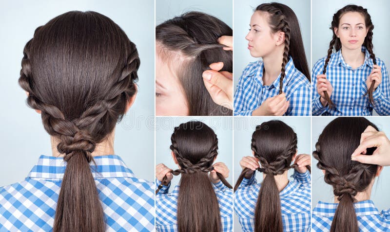 Hairstyle Ponytail Tutorial Stock Photo Image Of Ponytail