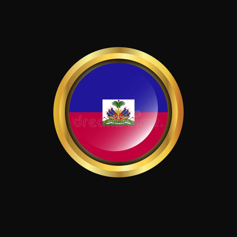 Haiti flag Golden button vector illustration