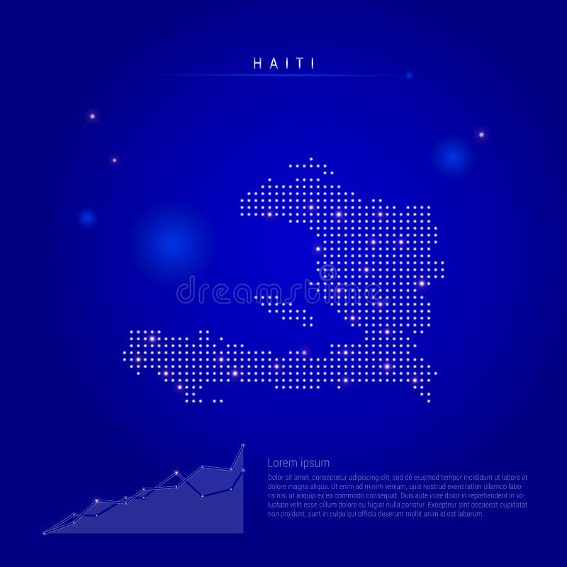 Haiti illuminated map with glowing dots. Dark blue space background. Vector illustration stock illustration