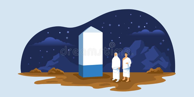 Hajjpelgrims op Top van Onderstel Arafat vector illustratie Hajjpelgrims op Top van Onderstel Arafat vector illustratie