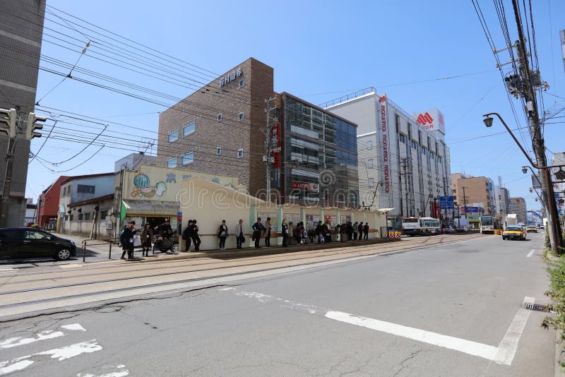 Hakodate miasto, Japonia, z Ulicznym widokiem zdjęcie stock