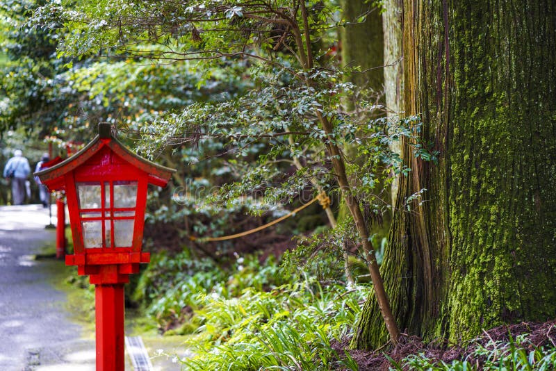 The view of Hakone Shrine. The Hakone Shrine is a Japanese Shinto shrine on the shores of Lake Ashi in the town of Hakone royalty free stock image The view of Hakone Shrine. The Hakone Shrine is a Japanese Shinto shrine on the shores of Lake Ashi in the town of Hakone royalty free stock image