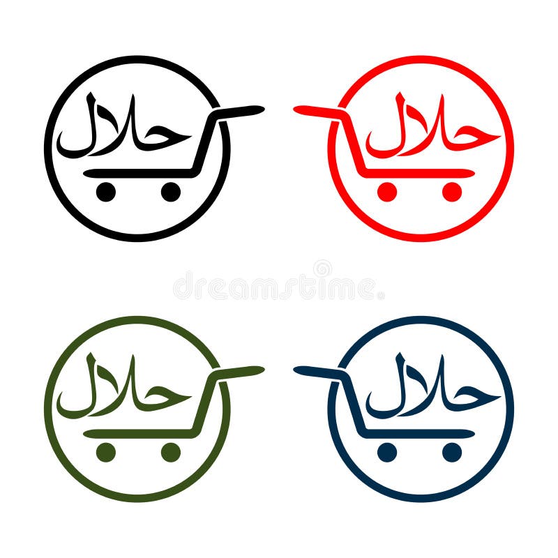Halal logovektoruppsättning, lägenhetdesign Teckendesign Certifikatetikett Livsmedelsproduktdiet-etikett för apps och websites stock illustrationer Halal logovektoruppsättning, lägenhetdesign Teckendesign Certifikatetikett Livsmedelsproduktdiet-etikett för apps och websites stock illustrationer