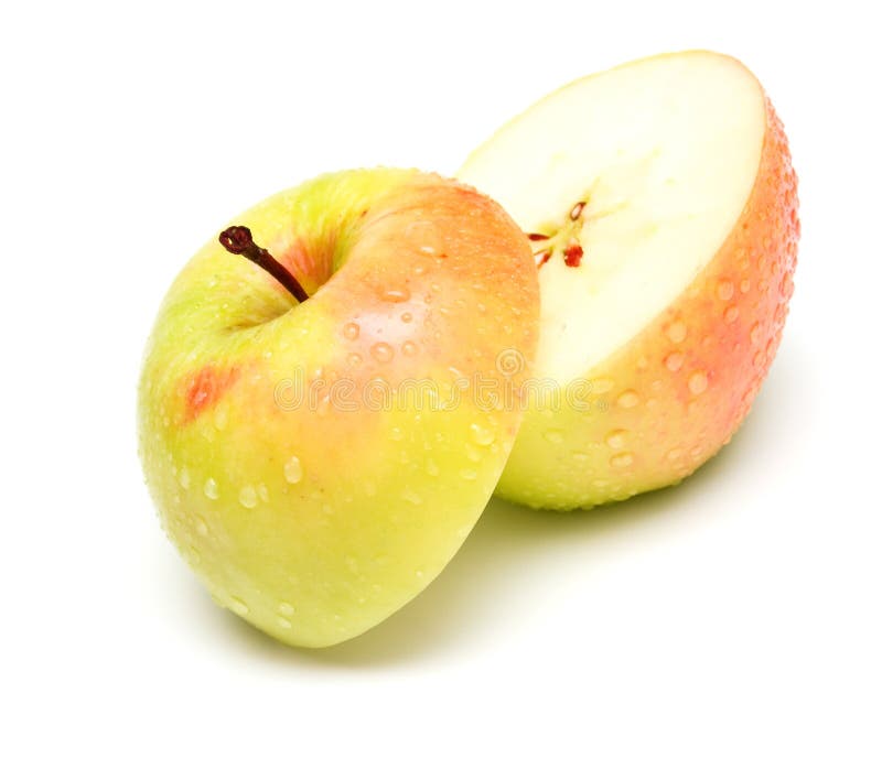 Halber Apfel zwei stockbild. Bild von saftig, apfel