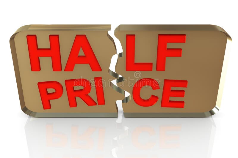 halber Preis 3d lizenzfreie abbildung halber Preis 3d lizenzfreie abbildung