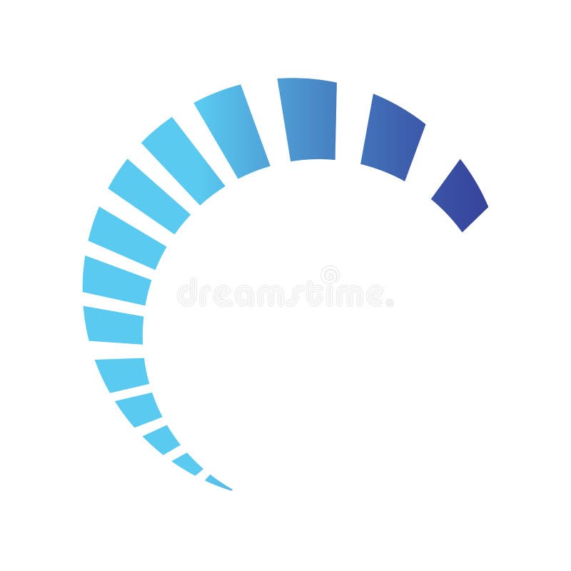 Halbkreisladen Swoosh-Vektordesign auf blauen Farbschatten