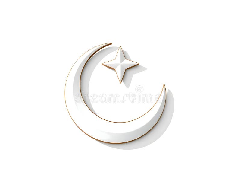 Halbmond und Sternsymbol weiß und gold, erzeugt durch ai vektor abbildung