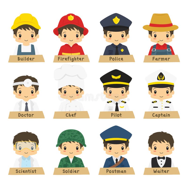 Half Body Male Workers Vector Collection