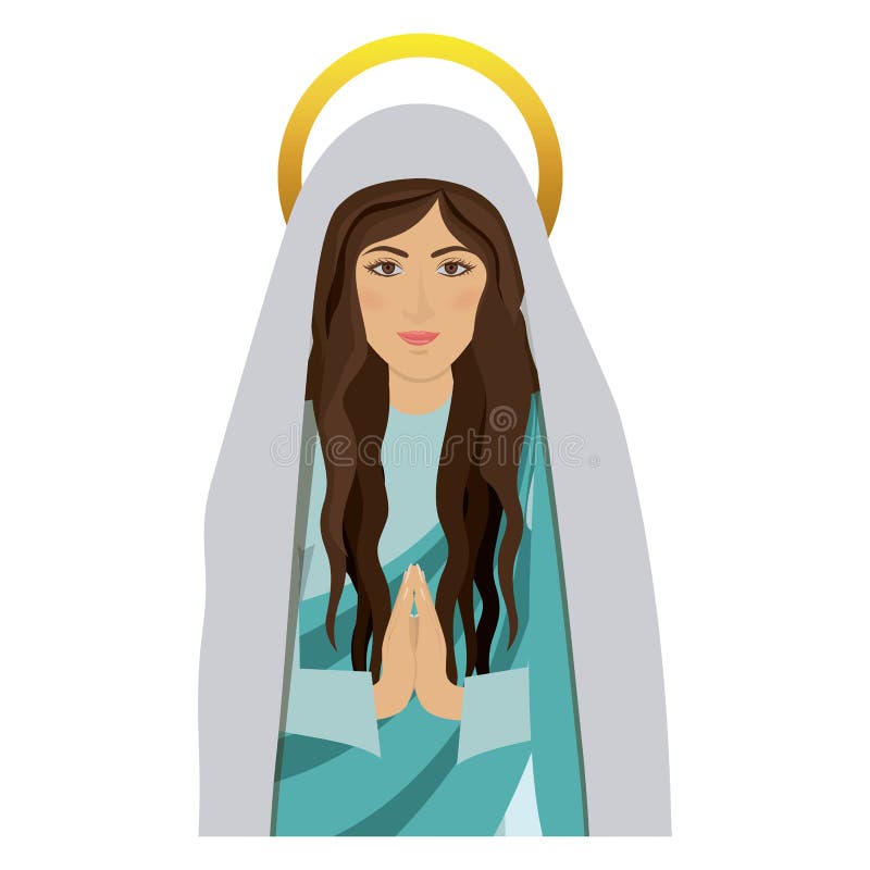 Half Body Saint Virgin Mary Praying Stock Vector - Illustration of ...