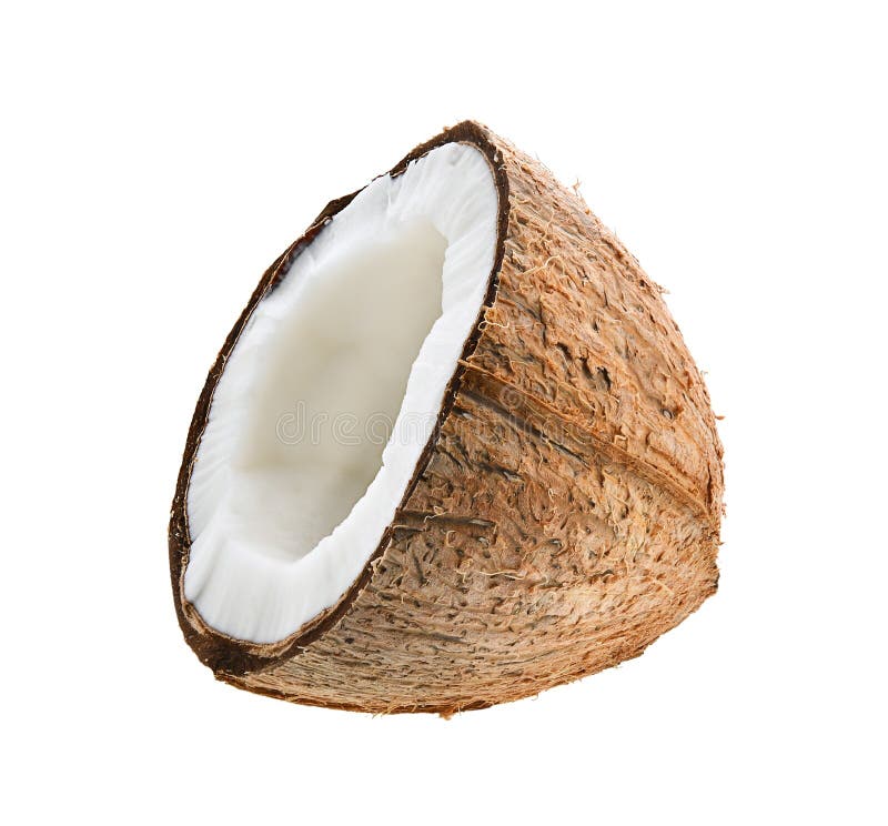Half Coconut Isolated On White Background Stock Photo - Image of milk