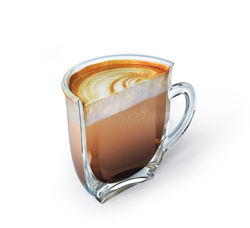 Glass with Latte Macchiato on Transparent Background Stock Illustration -  Illustration of cream, closeup: 112655835