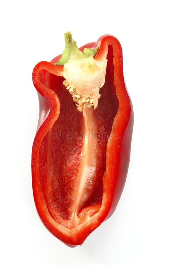 Half cut macro red pepper