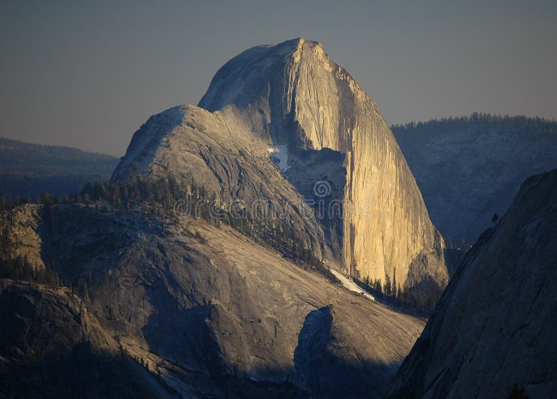 Half Dome, Yosemite. The iconic landmark Half Dome at sunset, captured from Olmsted Point in Yosemite National Park, California royalty free stock images Half Dome, Yosemite. The iconic landmark Half Dome at sunset, captured from Olmsted Point in Yosemite National Park, California royalty free stock images