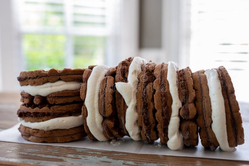 Cut In Half Ice Cream Sandwich With Sprinkles Stacked Stock Photo Image Of Copy Tasty