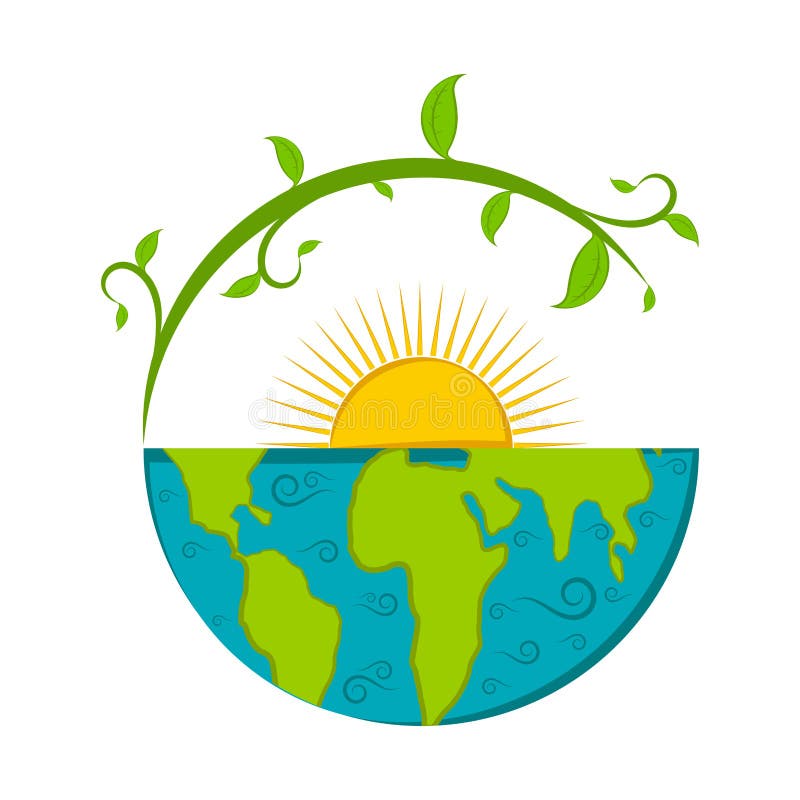 Sketch of a half earth with tree Royalty Free Vector Image