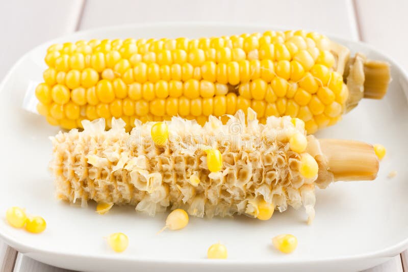 Half-eaten corn on the cob