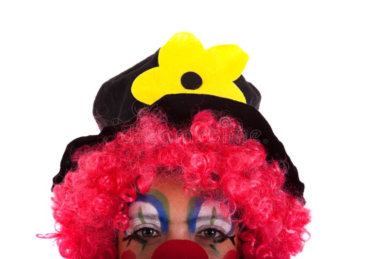 Half face from a funny clown stock images