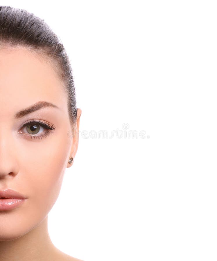 Half of female face stock photo