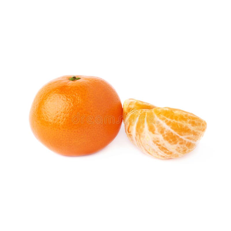 Half And Fresh Juicy Tangerine Fruit Isolated Over Stock Image Image