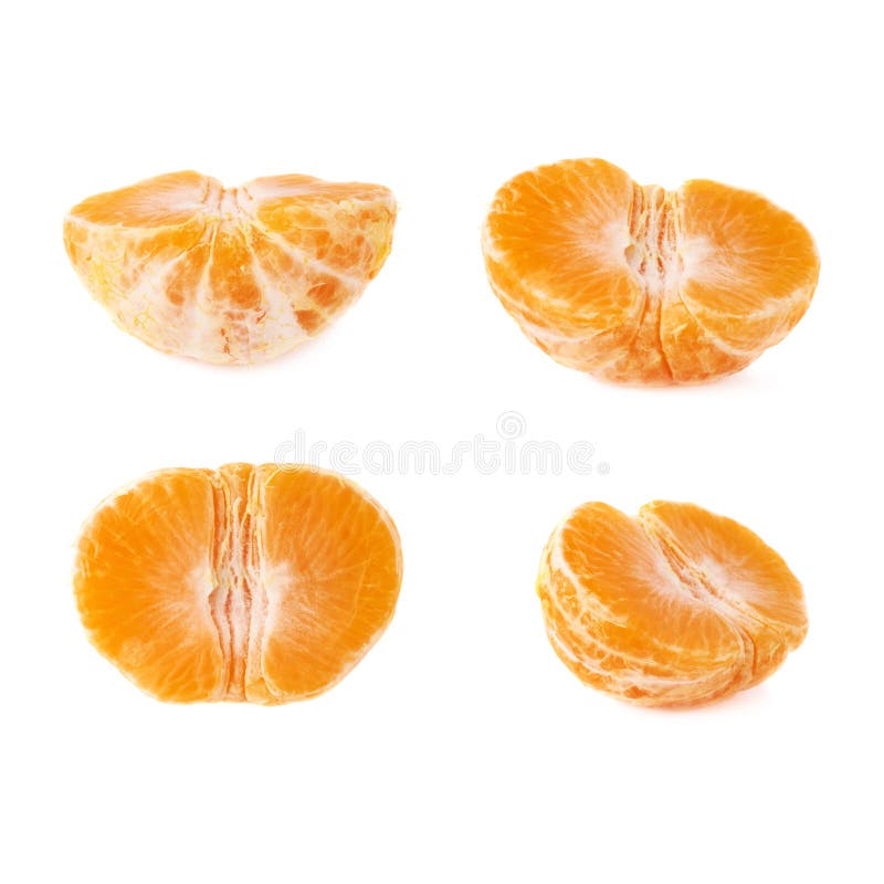 Half And Fresh Juicy Tangerine Fruit Isolated Over Stock Image Image