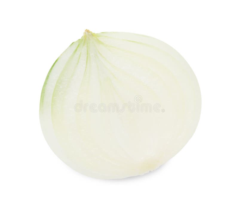 Half of Fresh Ripe Onion Isolated on White, Top View Stock Photo