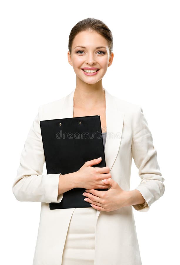 Half-length portrait of business woman with papers royalty free stock photo Half-length portrait of business woman with papers royalty free stock photo