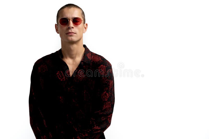 Half Length Portrait Of Young Confident And Succesful Male Enterpreneur In Black Shirt And Red Sunglasses With Short Stock Image Image Of Background Proud Half Length Portrait Of Young Confident And Succesful Male Enterpreneur In Black Shirt And Red Sunglasses With Short Stock Image Image Of Background Proud