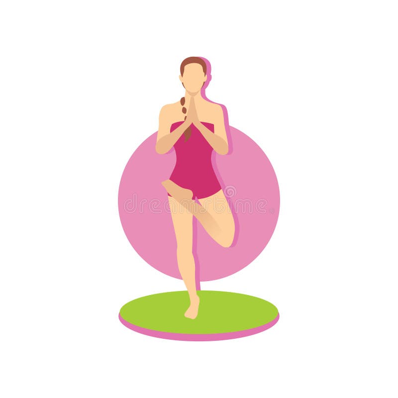 Half Lotus Tree Pose. Vector Illustration Decorative Design Stock