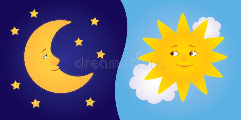 Half moon and sun stock vector. Illustration of dark - 83629149