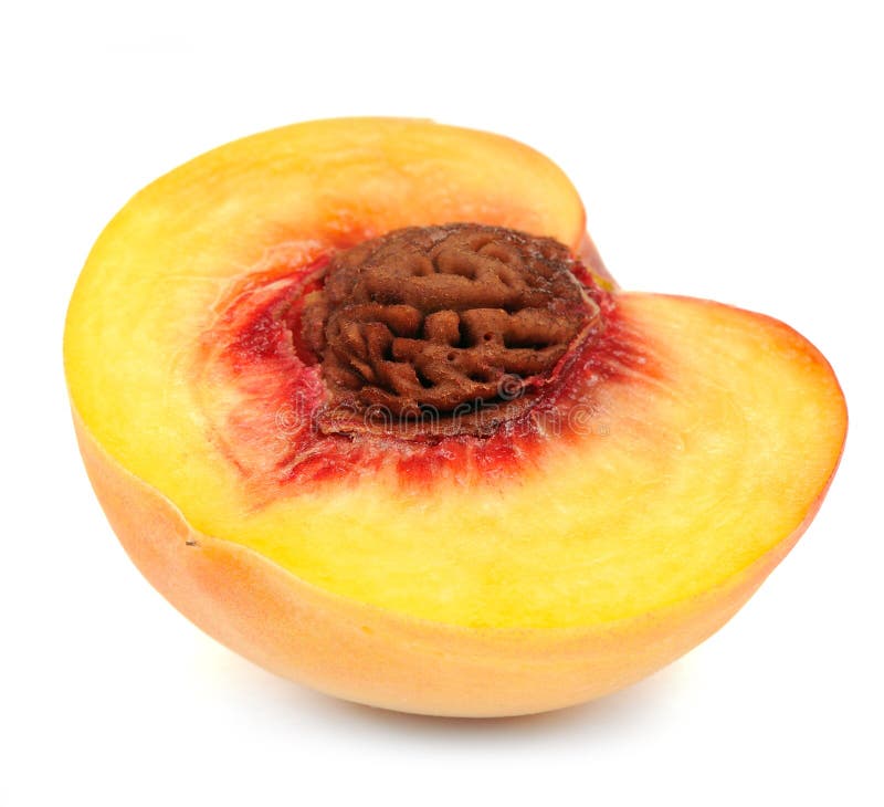 Half of Peach Isolated on White Background