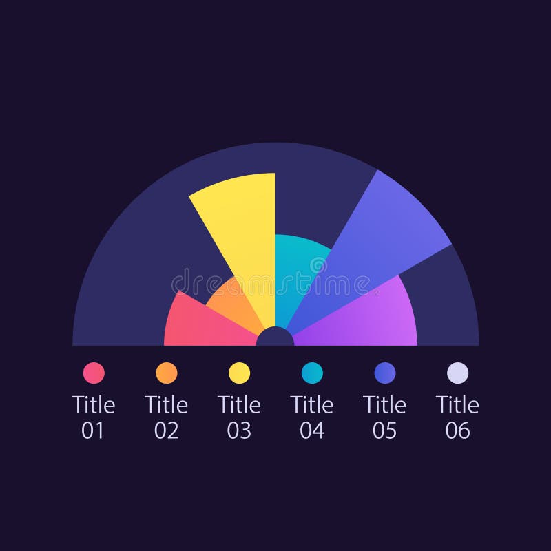 Half Pie Infographic Chart Design Template for Dark Theme Stock Vector ...