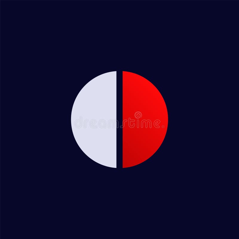 Half red and half gray circle divided in the middle for artistic and minimal design royalty free illustration