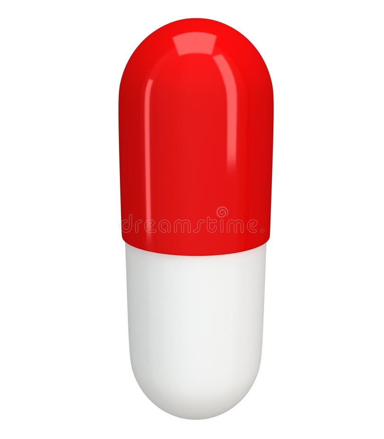 Half red half white pill capsule. 3D