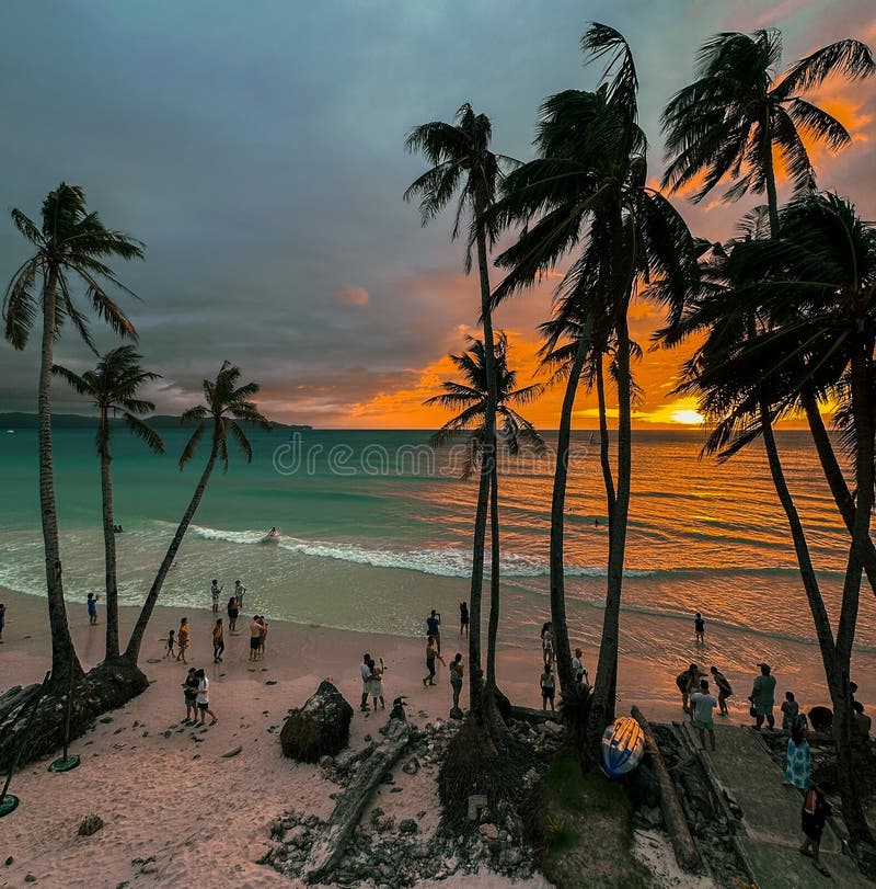 Half and half sunset in boracay