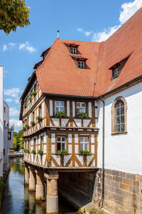 Half Timbered House on a River in Forchheim