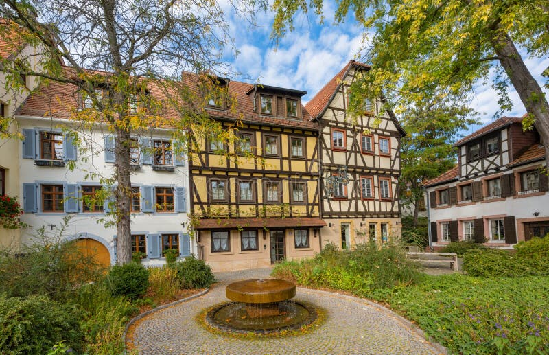 Half-timbered houses in the historic old town of Neustadt an der Weinstrasse, Rhineland-Palatinate, Germany. Half-timbered houses in the historic old town of Neustadt an der Weinstrasse, Rhineland-Palatinate, Germany