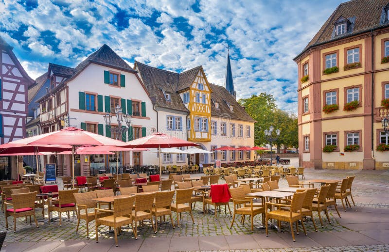 Half-timbered houses in the historic old town of Neustadt an der Weinstrasse, Rhineland-Palatinate, Germany. Half-timbered houses in the historic old town of Neustadt an der Weinstrasse, Rhineland-Palatinate, Germany