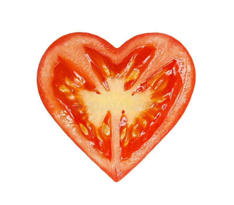 The half of the tomatoes in the form of heart