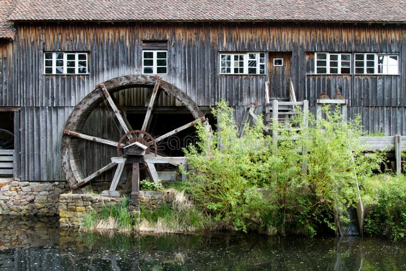 Half Water mill house in a village in Alsace