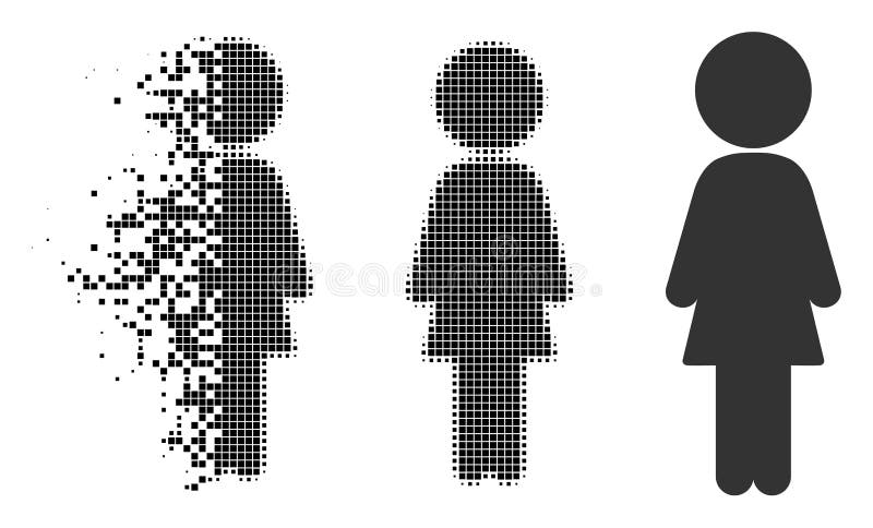 Halftone Bevindend het Meisjespictogram van het Destructedpixel vector illustratie