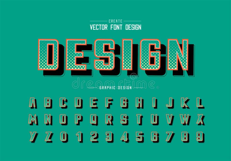 Halftone circle font and bold alphabet vector, Digital typeface and number design, Graphic text background royalty free illustration Halftone circle font and bold alphabet vector, Digital typeface and number design, Graphic text background royalty free illustration