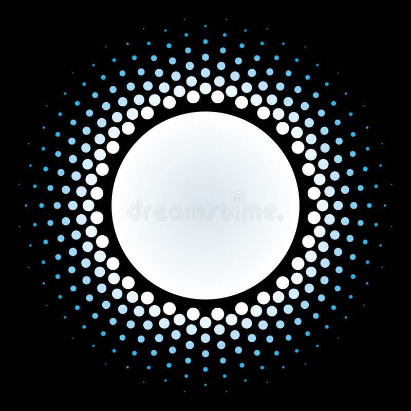 Halftone circle frame vector design element.