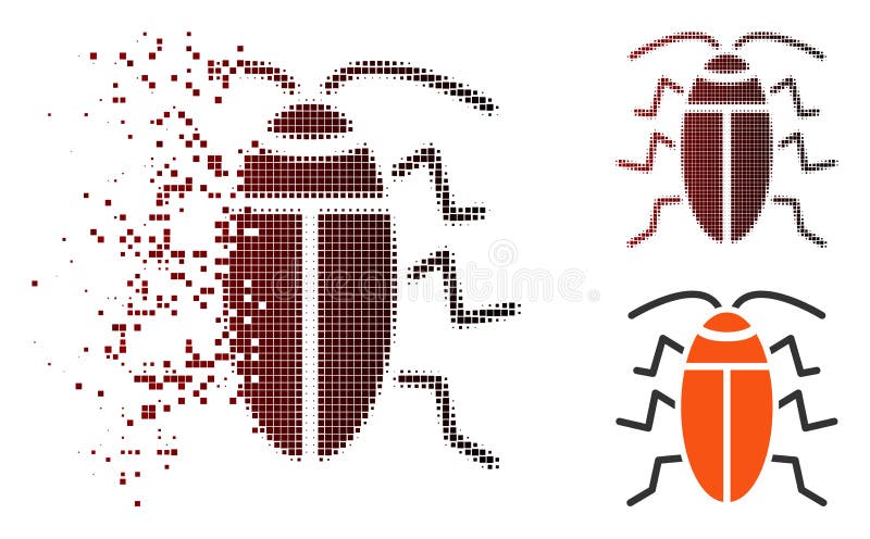 Halftone de Kakkerlakkenpictogram van het Destructedpixel vector illustratie