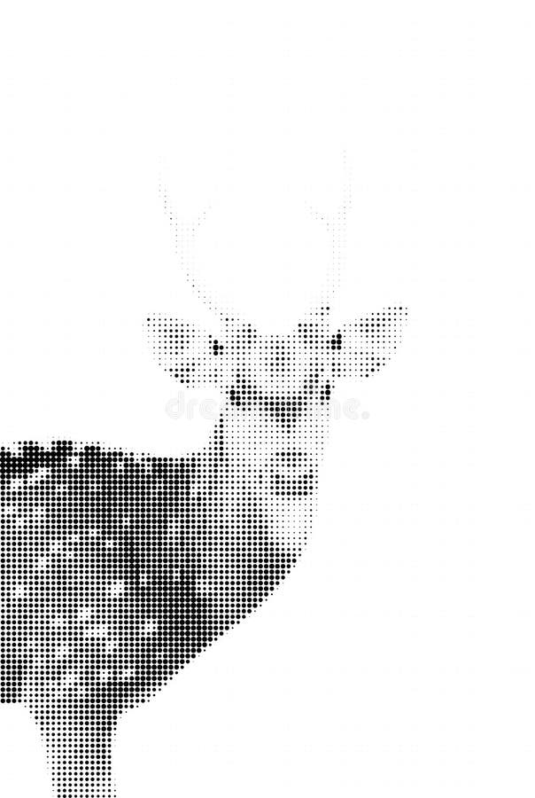 Halftone dot graphic of the chital deer with beautiful antler isolated with white background. Cheetal vectors
