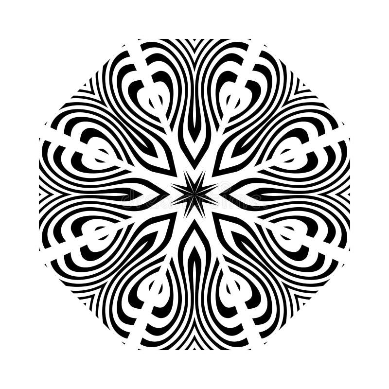 Logo or icon. abstract lines colorful light shining round shape in center, black background. stock illustration