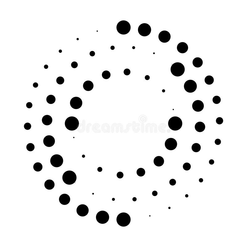 Halftone dotted speed lines circle. Geometric art in circle form. Round swirl movement symbol. Halftone circular dotted vector illustration
