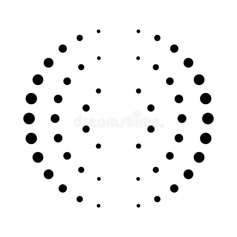 Halftone dotted speed lines circle. Geometric art in circle form. Round swirl movement symbol. Halftone circular dotted vector illustration